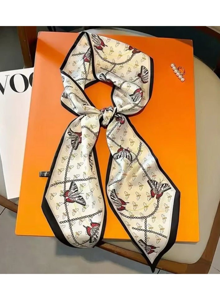 أولودينيز  وشاح حريري صغير للنساء – إكسسوار طويل نحيف بطبعات أنيقة - Image 2